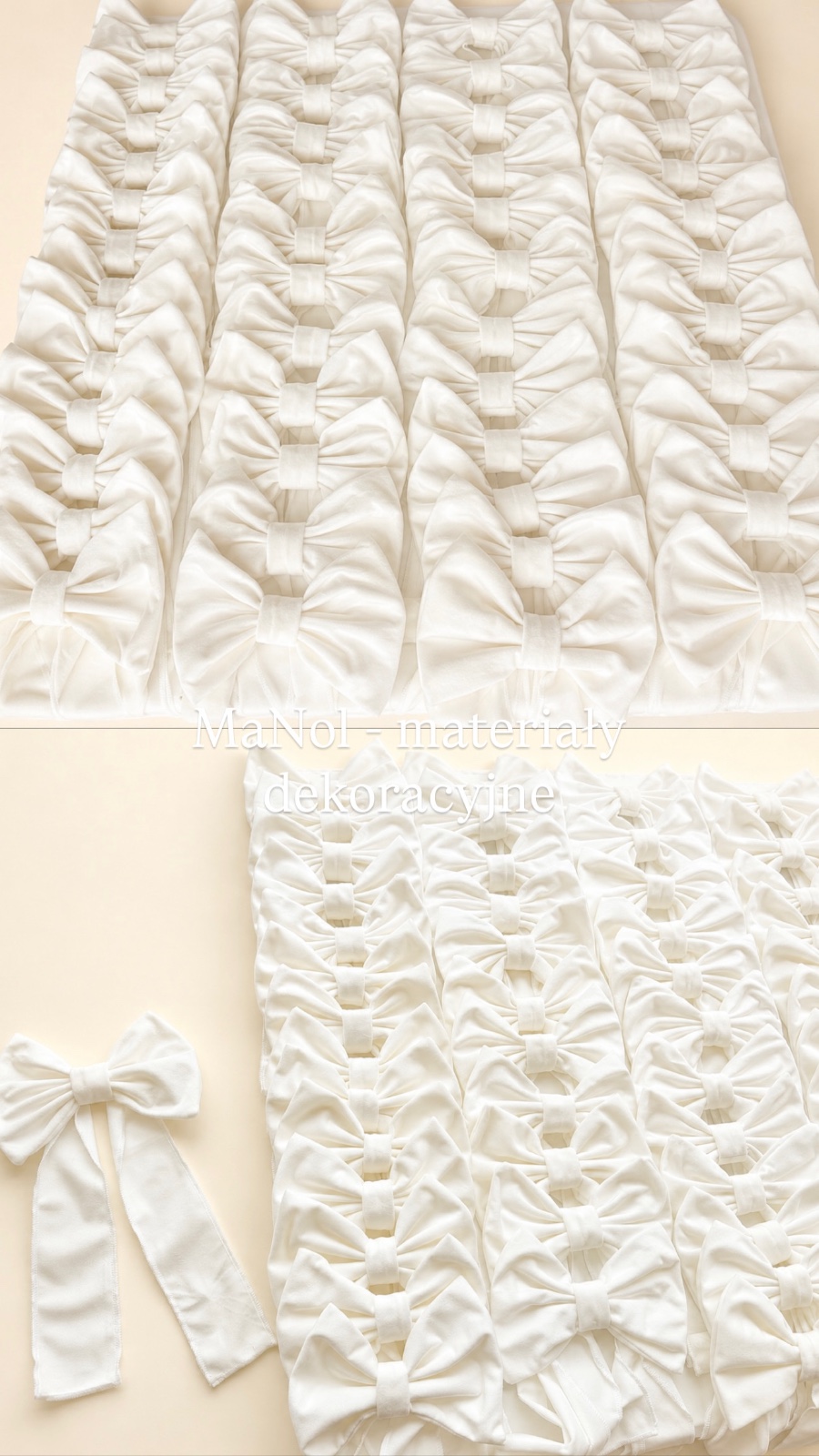 Kokarda mini velvet - biała 20x45 — kokarda na wesele, Velvet, Biały — galeria MaNol — zdjęcie 2