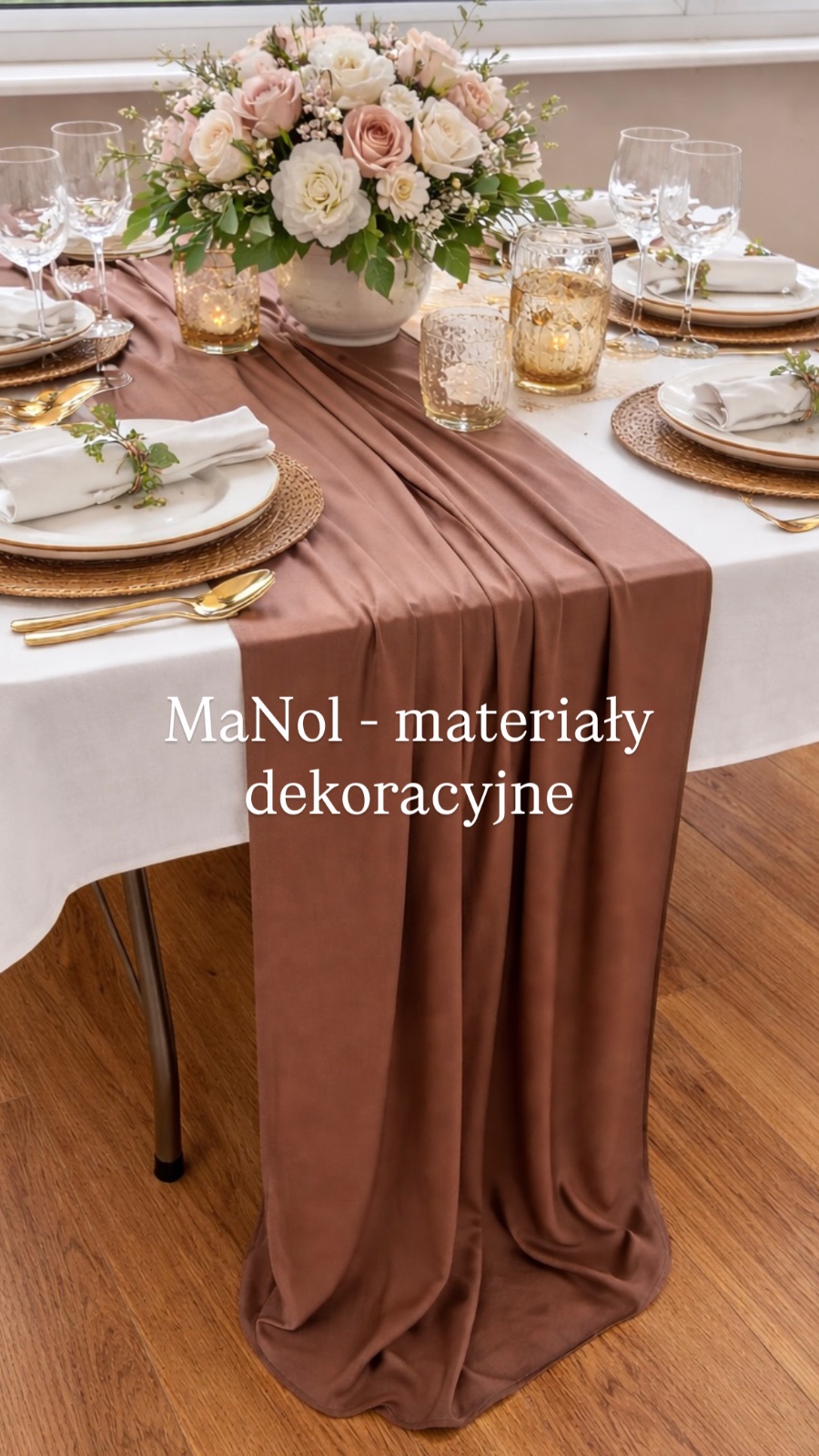 Bieżnik bez prasowania – czekoladowy — bieżnik na wesele, Ity, Czekoladowy — galeria MaNol