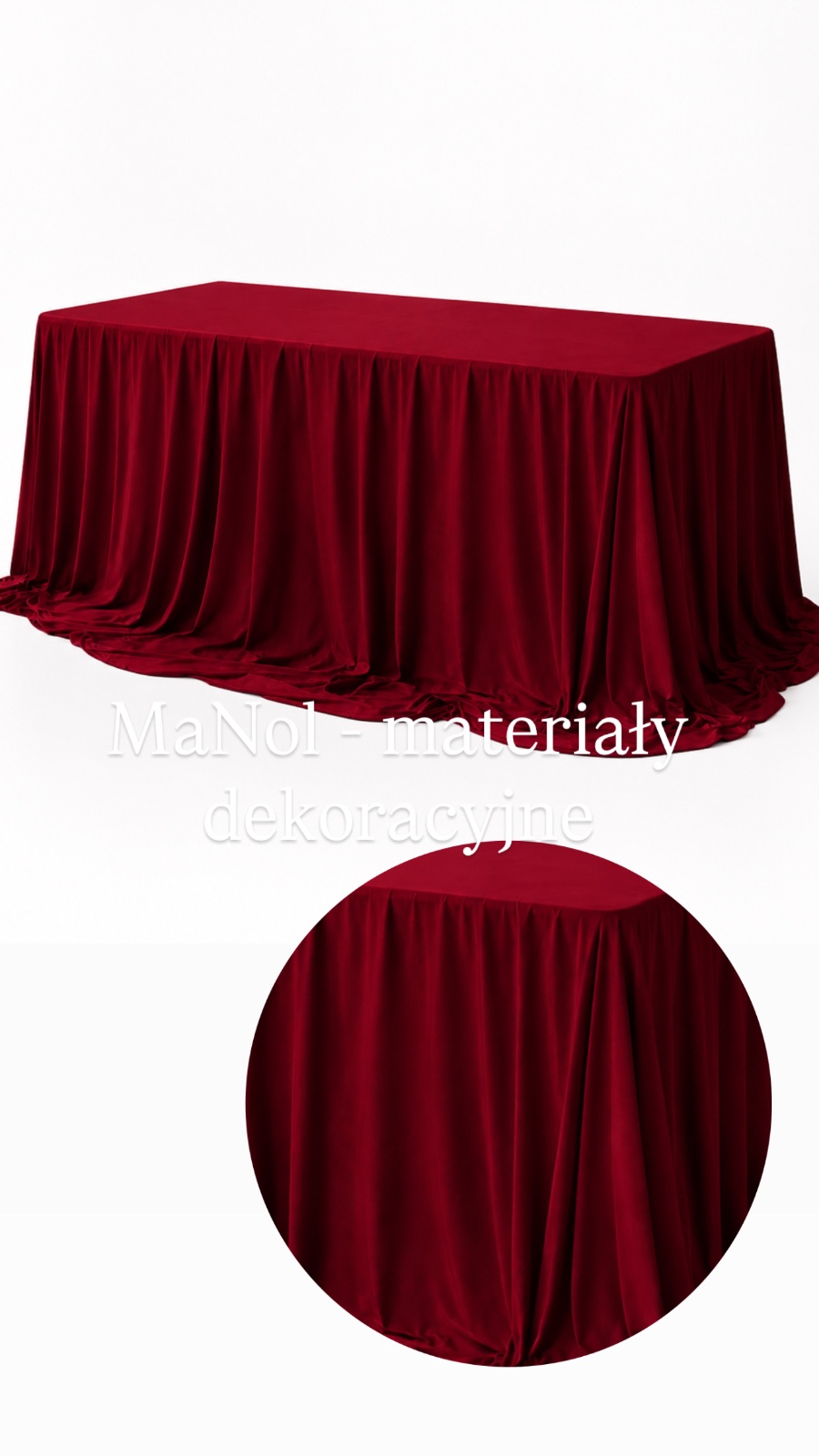 Obrus do ziemi 240x300  - bordo bez prasowania — obrus na wesele, Ity, bordowy — galeria MaNol