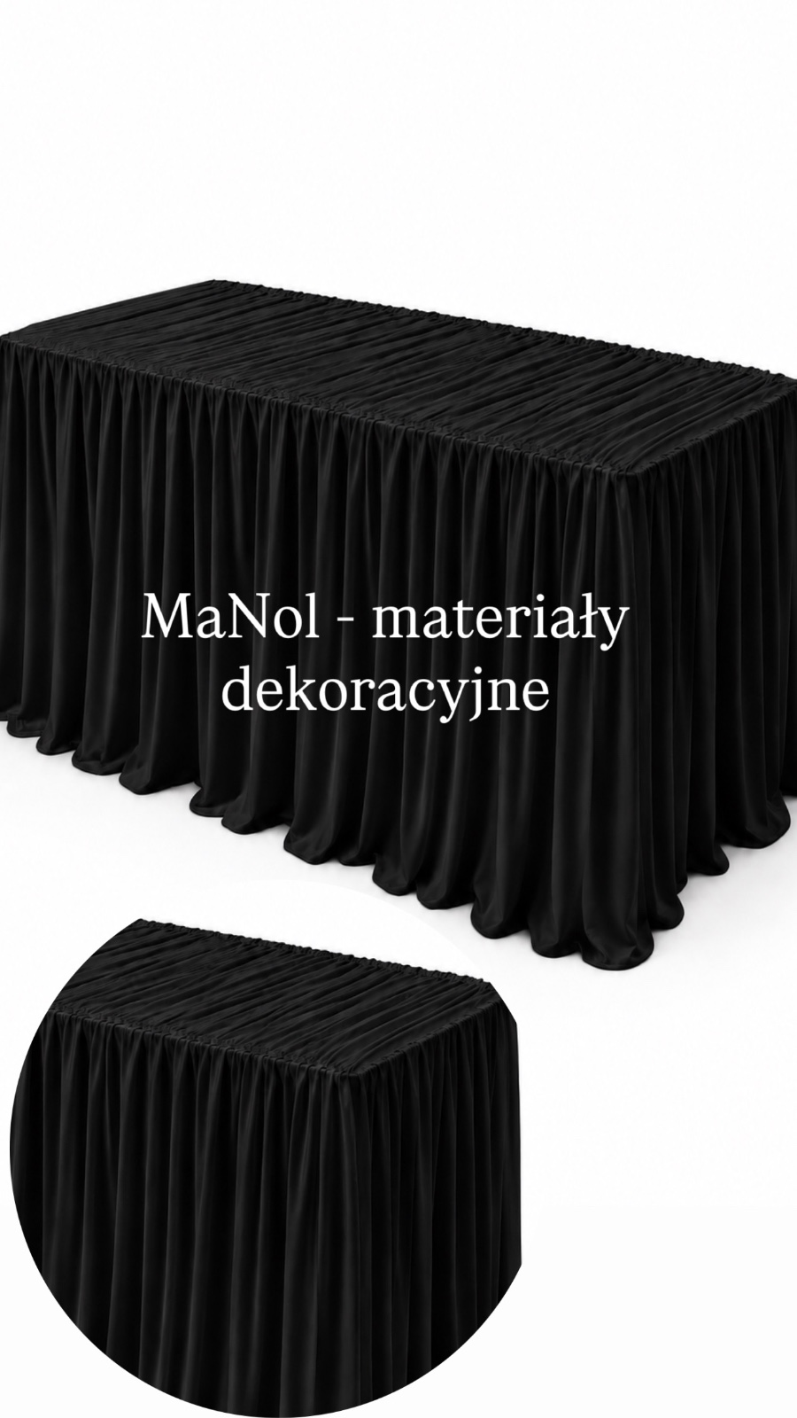 Obrus drap 240x300 - czarny bez prasowania — obrus na wesele, Ity, czarny — galeria MaNol