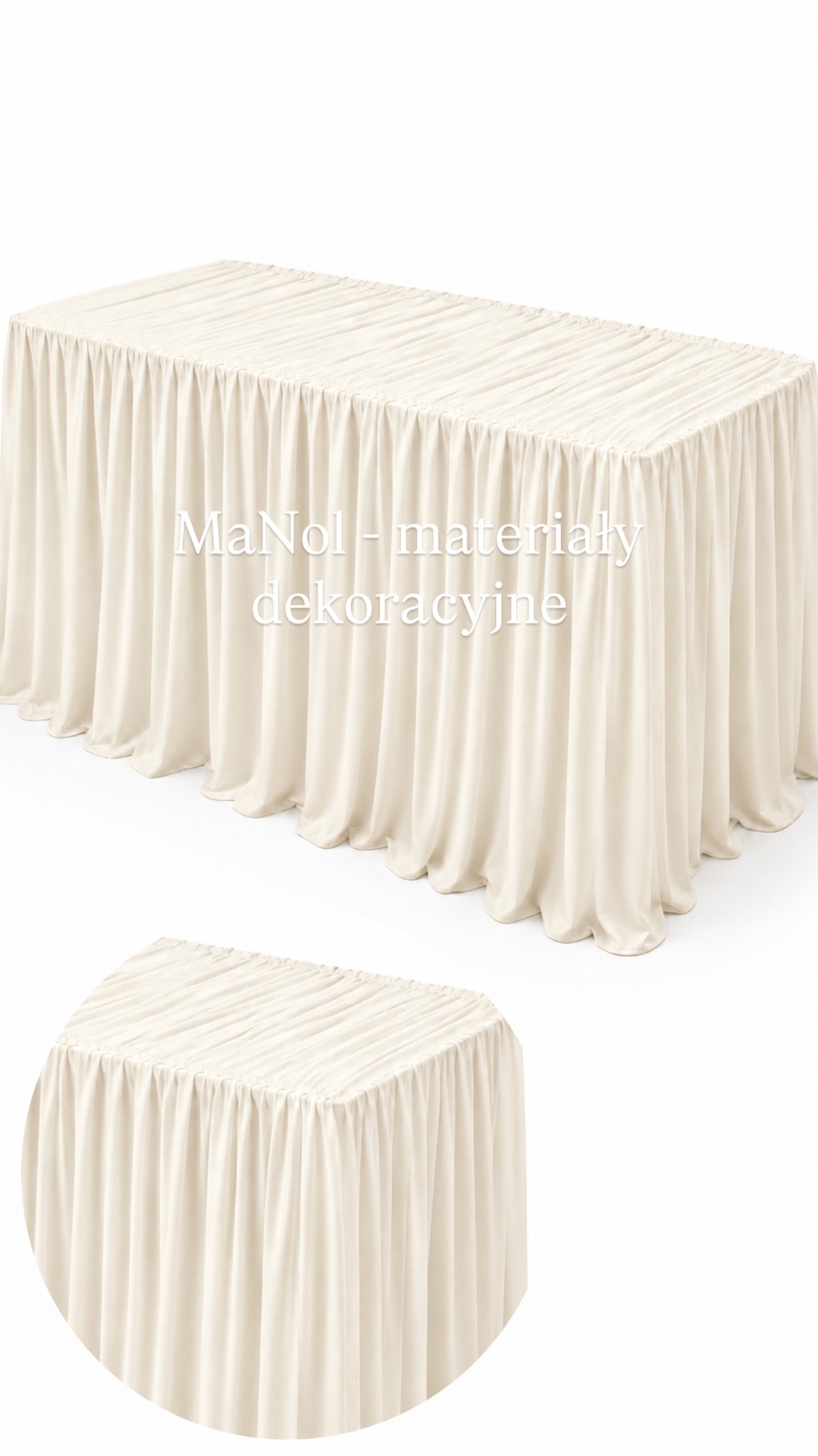 Obrus drap 240x300 - ecru bez prasowania — obrus na wesele, Ity, ecru — galeria MaNol
