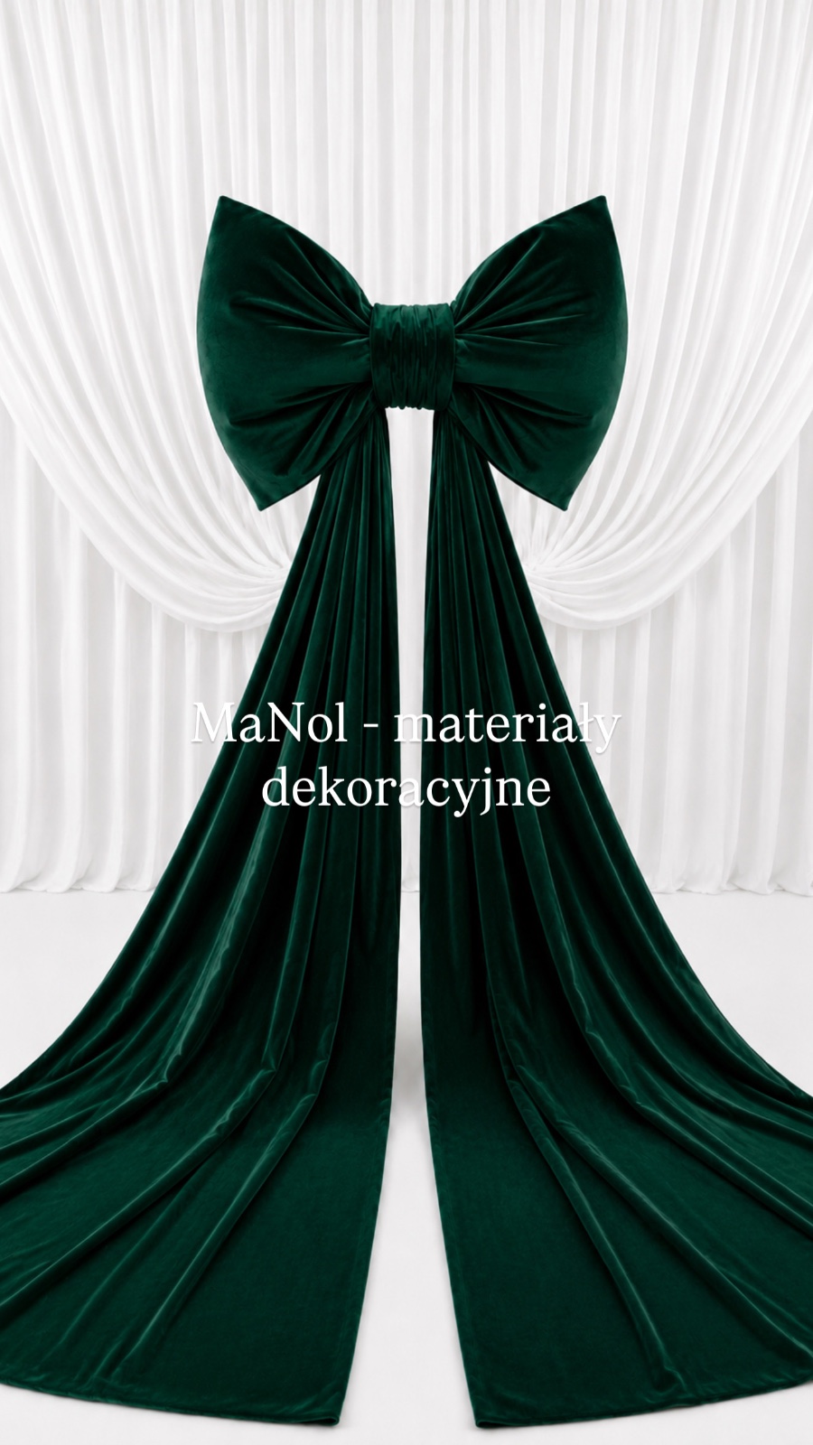 Kokarda velvet - butelkowa zieleń 65x45 — kokarda na wesele, velvet, butelkowa zieleń — galeria MaNol
