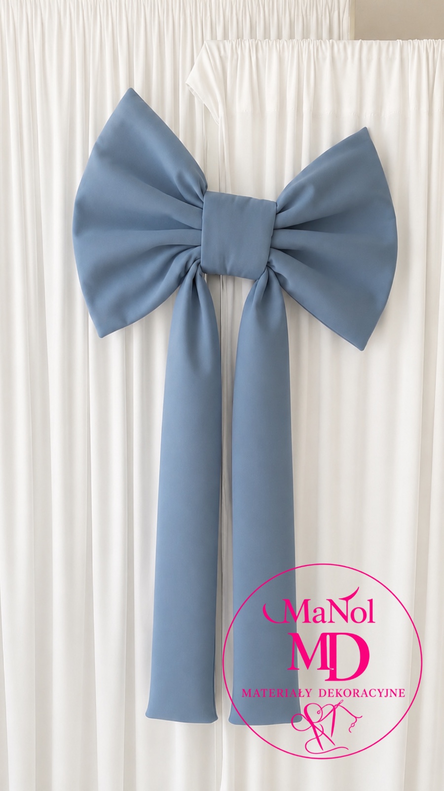 Kokarda barbie - dusty blue 55x35, zwis 70 cm — kokarda na wesele, Barbie, Dusty blue — galeria MaNol