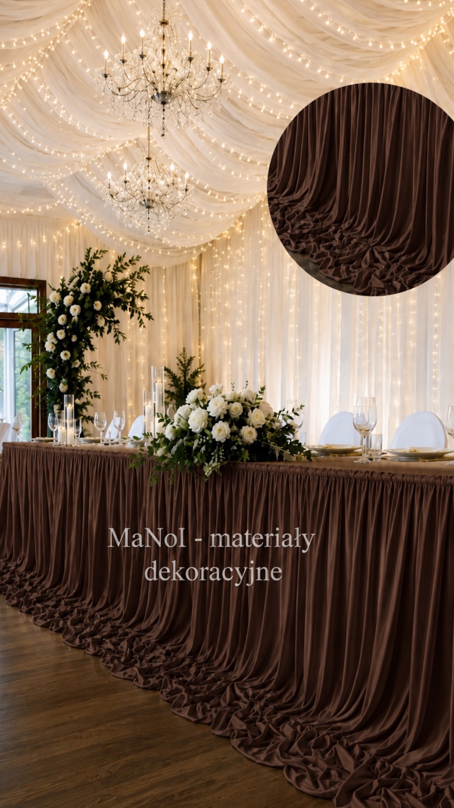 Skirting 150x300 czekoladowy - bez prasowania — skirting na wesele, Ity, czekolada — galeria MaNol