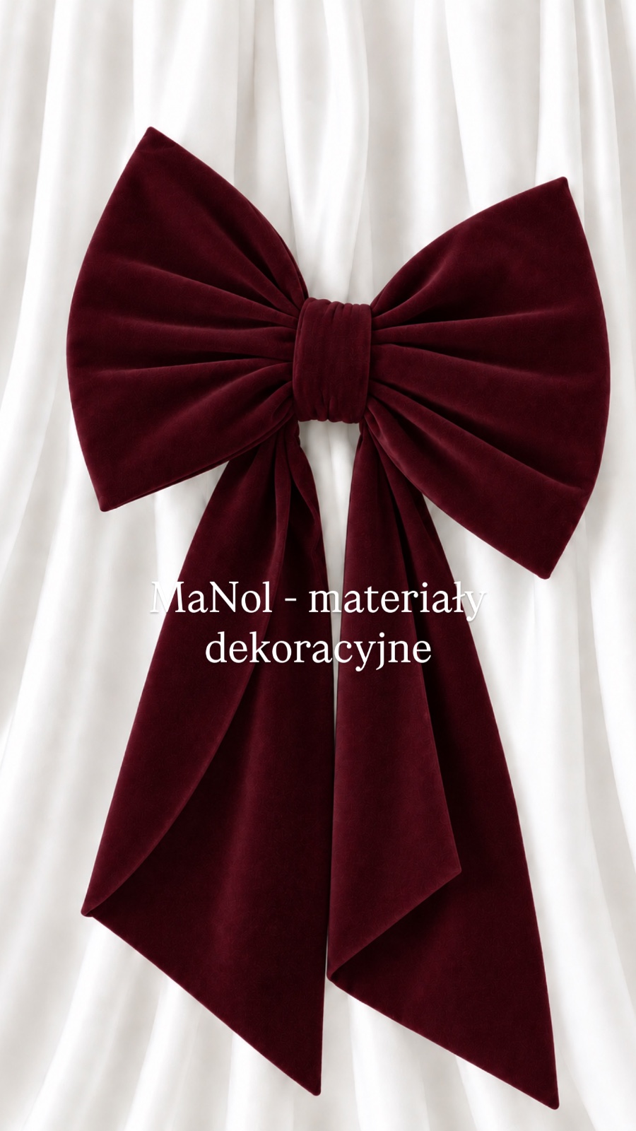 Kokarda Welur - bordowa 40x30, zwis 50 cm na stronę — kokarda na wesele, welur, bordowy — galeria MaNol