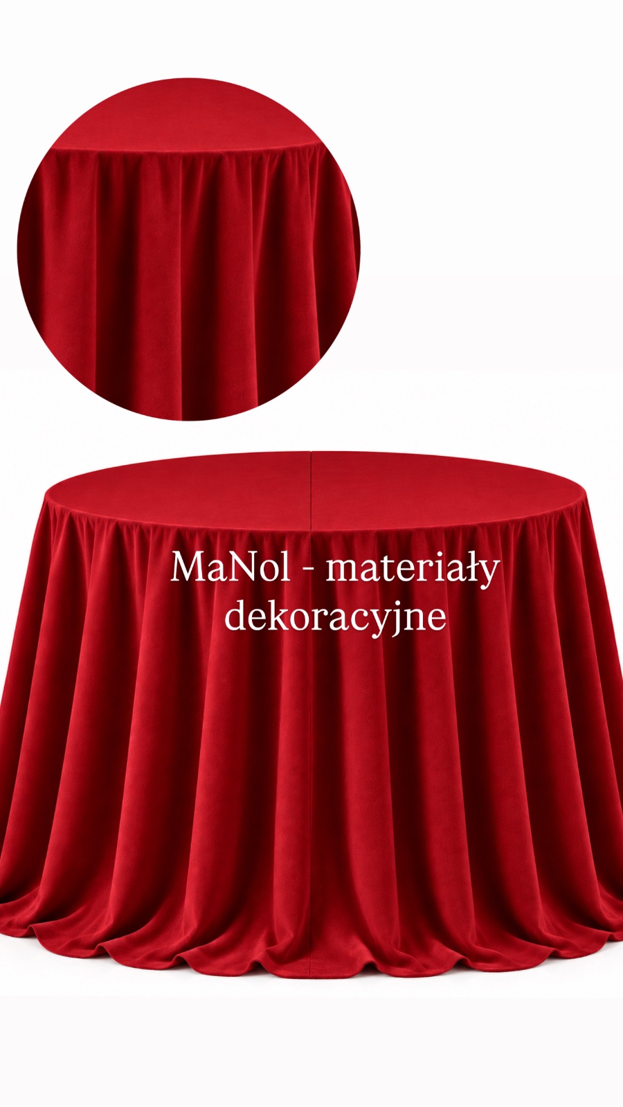 Obrus okrągły welur 330 cm - czerwony — obrus na wesele, welur, czerwony — galeria MaNol
