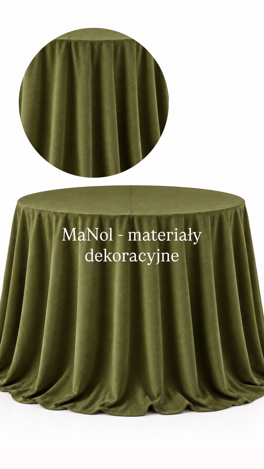 Obrus okrągły welur 330 cm - oliwka — obrus na wesele, welur, oliwka — galeria MaNol
