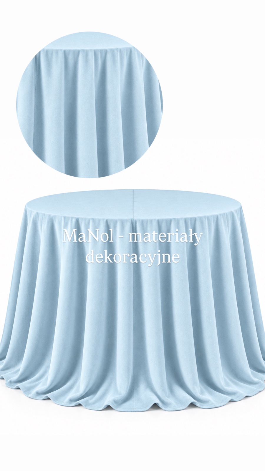 Obrus okrągły welur 330 cm - błękitny — obrus na wesele, welur, błękit — galeria MaNol