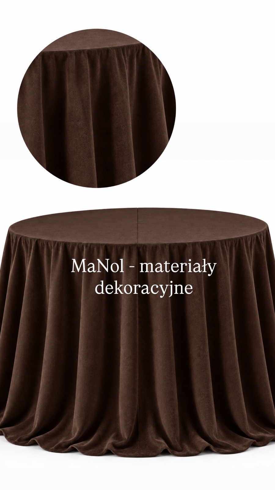 Obrus okrągły welur 330 cm - brązowy — obrus na wesele, welur, brązowy — galeria MaNol