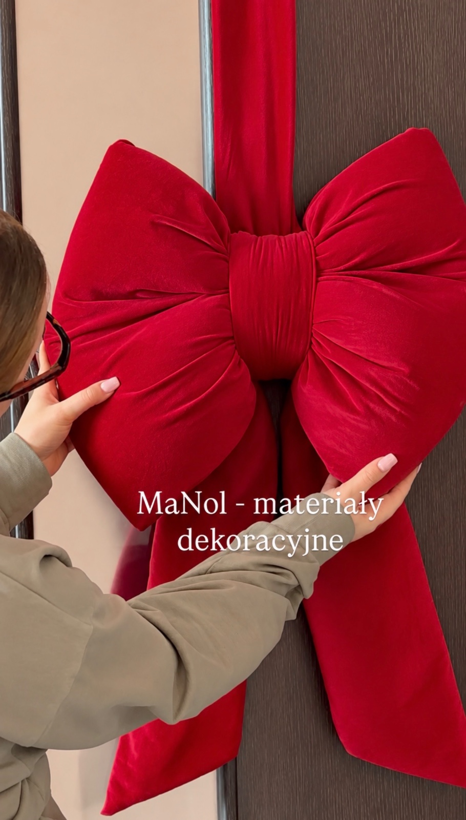 Zestaw na drzwi welur ( dwie kokardy ) - czerwony — zestaw na wesele, Welur, czerwony — galeria MaNol — zdjęcie 2