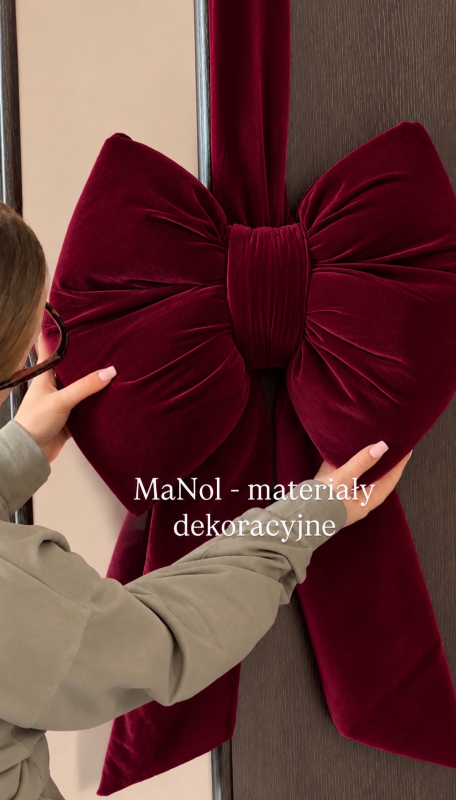 Zestaw na drzwi welur ( dwie kokardy ) - bordowy — zestaw na wesele, welur, bordowy — galeria MaNol — zdjęcie 2