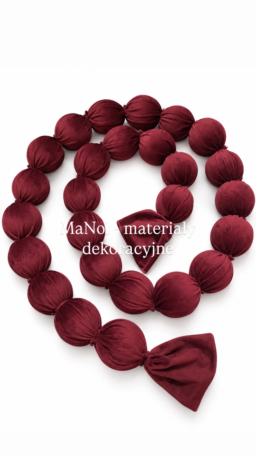 Korale dekoracyjne bordowy welur - 2MB (7cm) — korale na wesele, welur, bordo — galeria MaNol