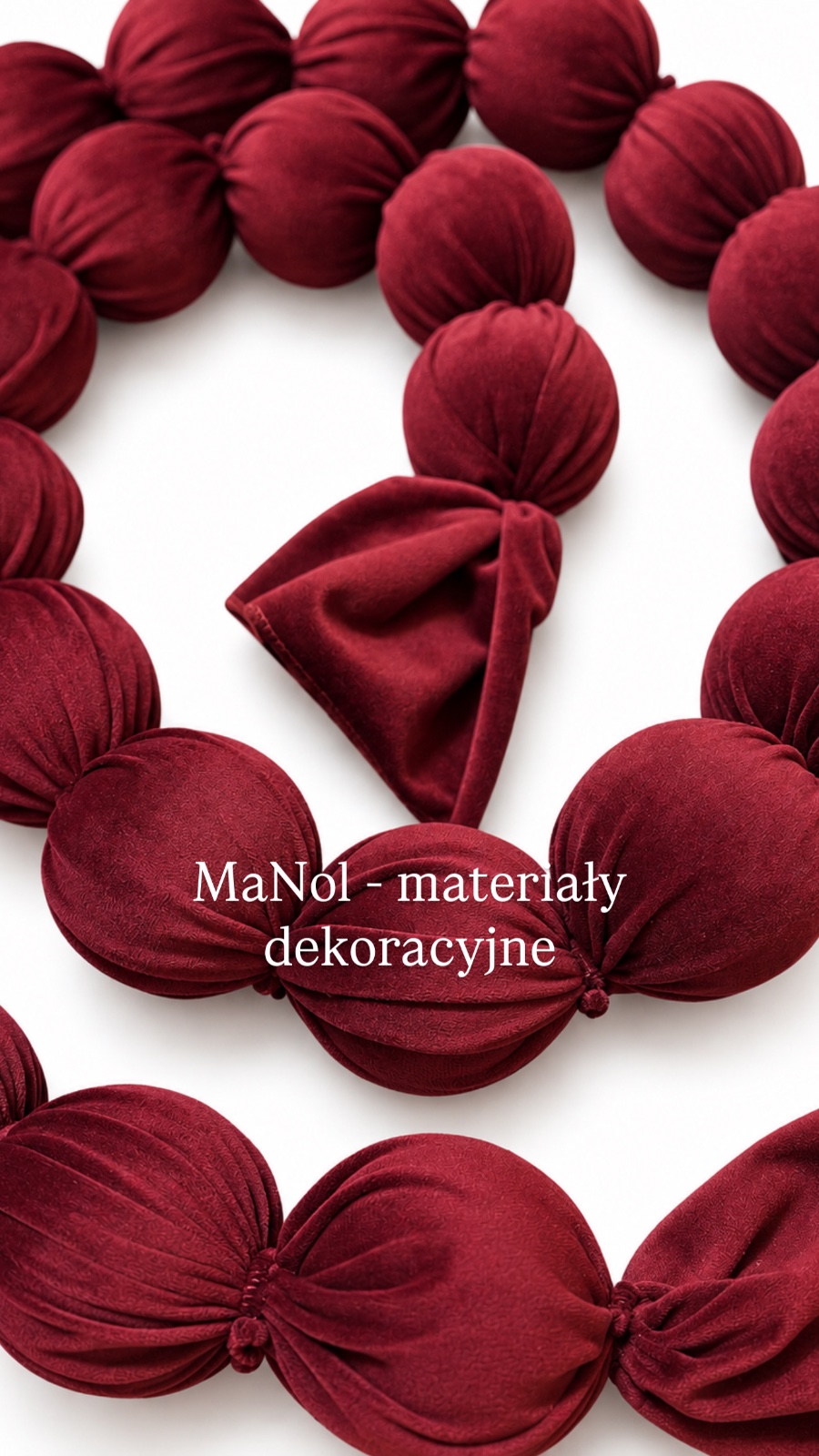 Korale dekoracyjne bordowy welur - 2MB (7cm) — korale na wesele, welur, bordo — galeria MaNol — zdjęcie 2