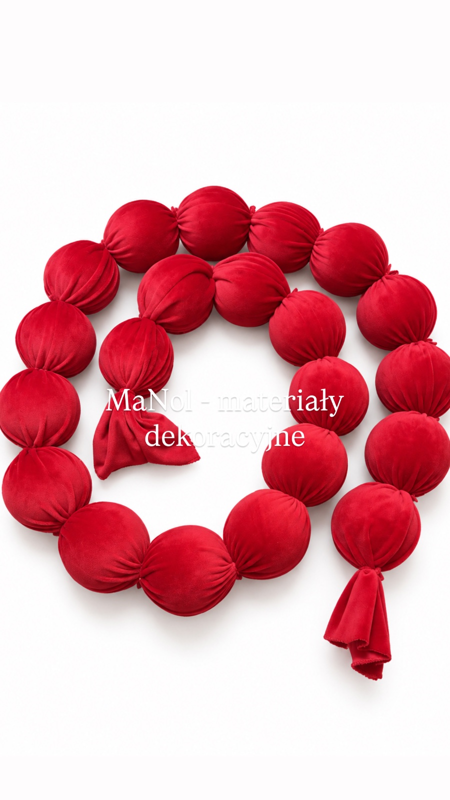 Korale dekoracyjne czerwony welur - 3MB (7cm) — korale na wesele, welur, czerwony — galeria MaNol