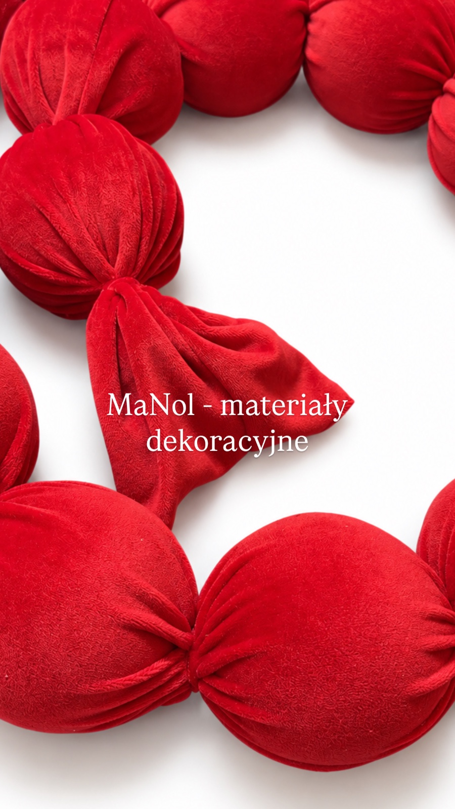 Korale dekoracyjne czerwony welur - 3MB (7cm) — korale na wesele, welur, czerwony — galeria MaNol — zdjęcie 2